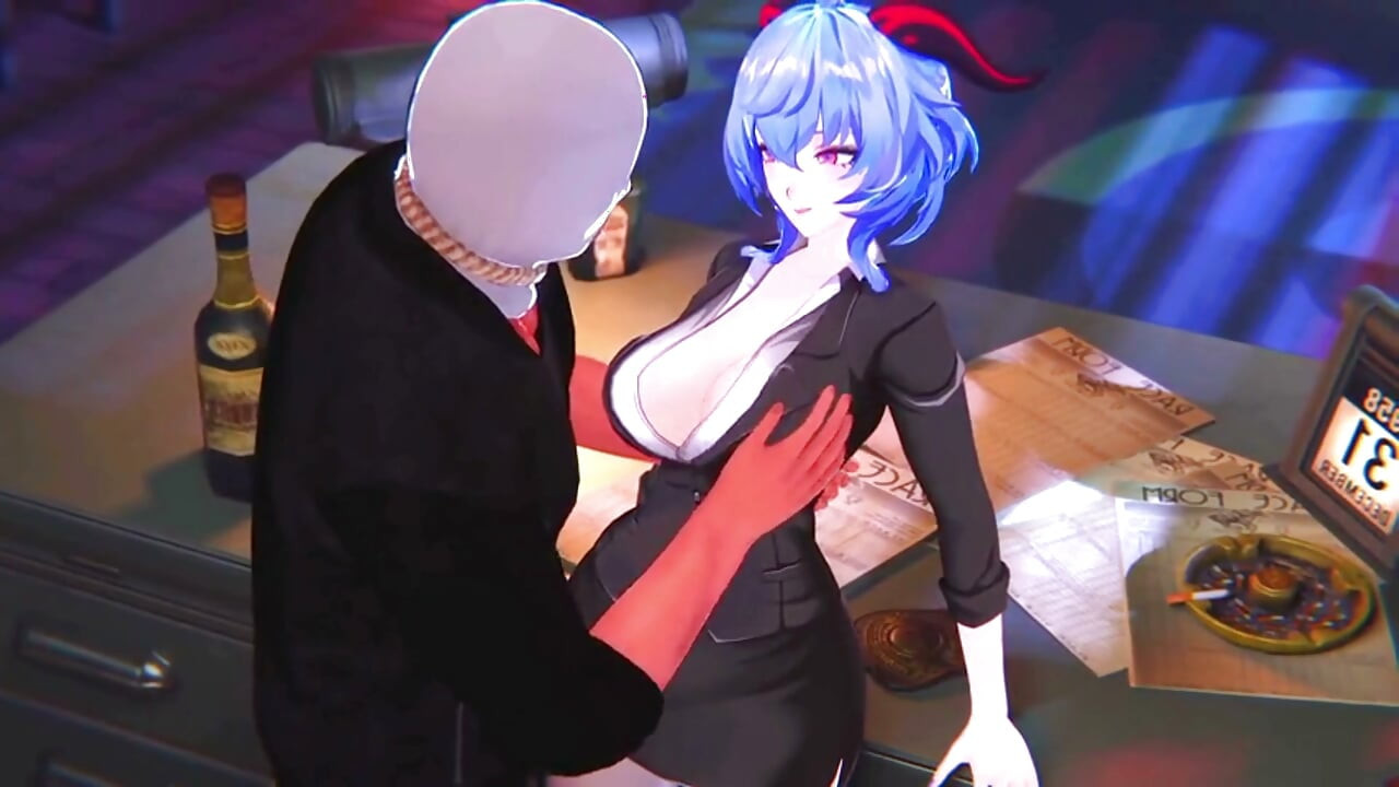 Genshin Impact - Ganyu, plaisir au bureau tardif - animations hentai en 3D