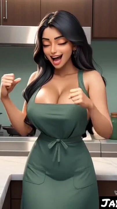 Detik emosi dari "dapur lucu wanita India (model Ai)"