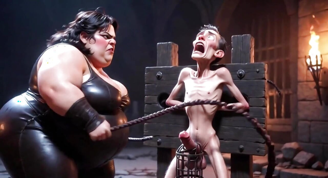 CBT Humiliation - BBW Mistress Whipping Locked Slave Cock