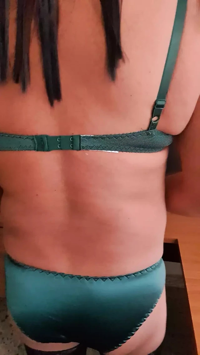 Green Nylon and Lace Panties and Bra, POV