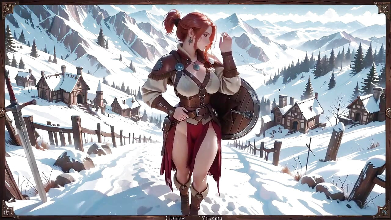 Redhead Warrior in Snow! Forbidden Leather Armor Seduction in Medieval Village. Cold Queen Unzips Her Gear & Goes Wild!