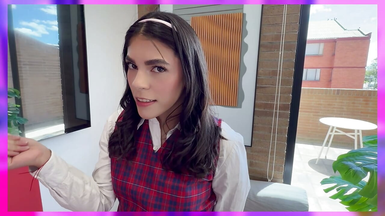 A student in school uniform gets fucked by a big erect cock