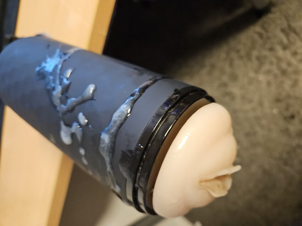 Cumshot on masturbator