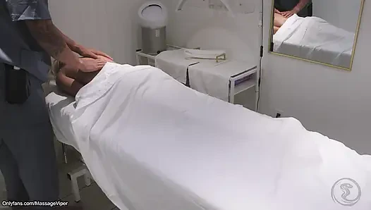 Real Massage Therapist Gets Sucked and Fucked by Fit Blonde Client