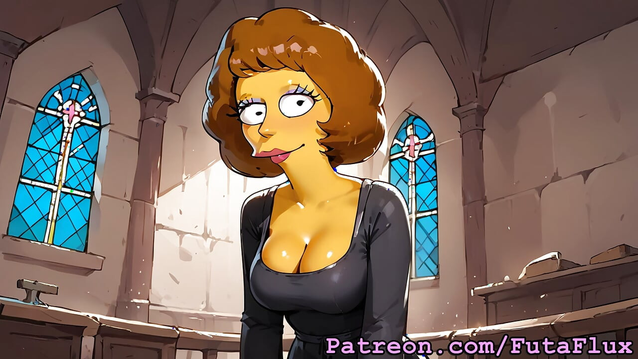 Futanari Maude Flanders Masturbating and Selfsucking