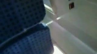 Openbare seks klaarkomen pijpbeurt in een gekke trein