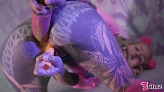 Solo Double Penetration - Tattooed Goth Punk Anal Masturbation & ATM
