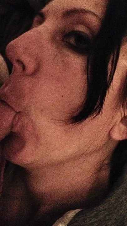 Hot brunette slutwife sucks me hard and ready