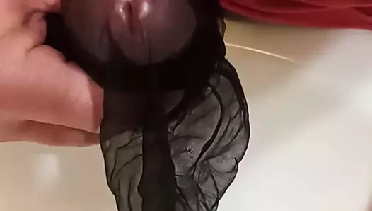 naylon çorap üzerinde Cum
