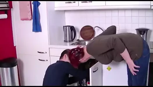 Mature cock and mature pussy fucking licking in the kitchen