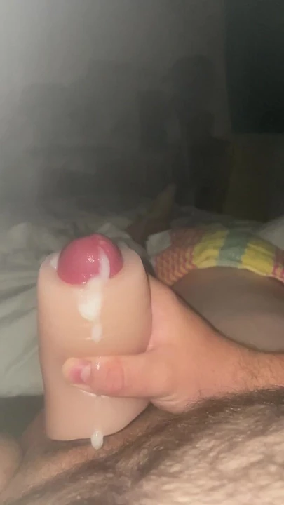 Stroking my self with my flesh light, filling every inch of it with my hard cock dadbod loves the feeling of cumming.