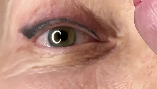 Milf extremely close up cumshot on eye orgasm