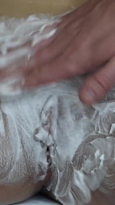 Shaving a hairy pussy with a new razor close-up! | Clip 1