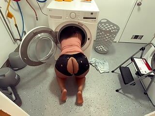 PRETTY EBONY SLUT GETS HER ASSHOLE AND PUSSY DESTROYED WHILE DOING LAUNDRY