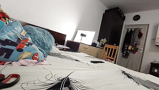 Sexy brunette doing naked chores around the house.