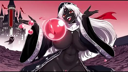 Karanlık büyücü kız şatosunda dans ediyor (ai animasyonu)