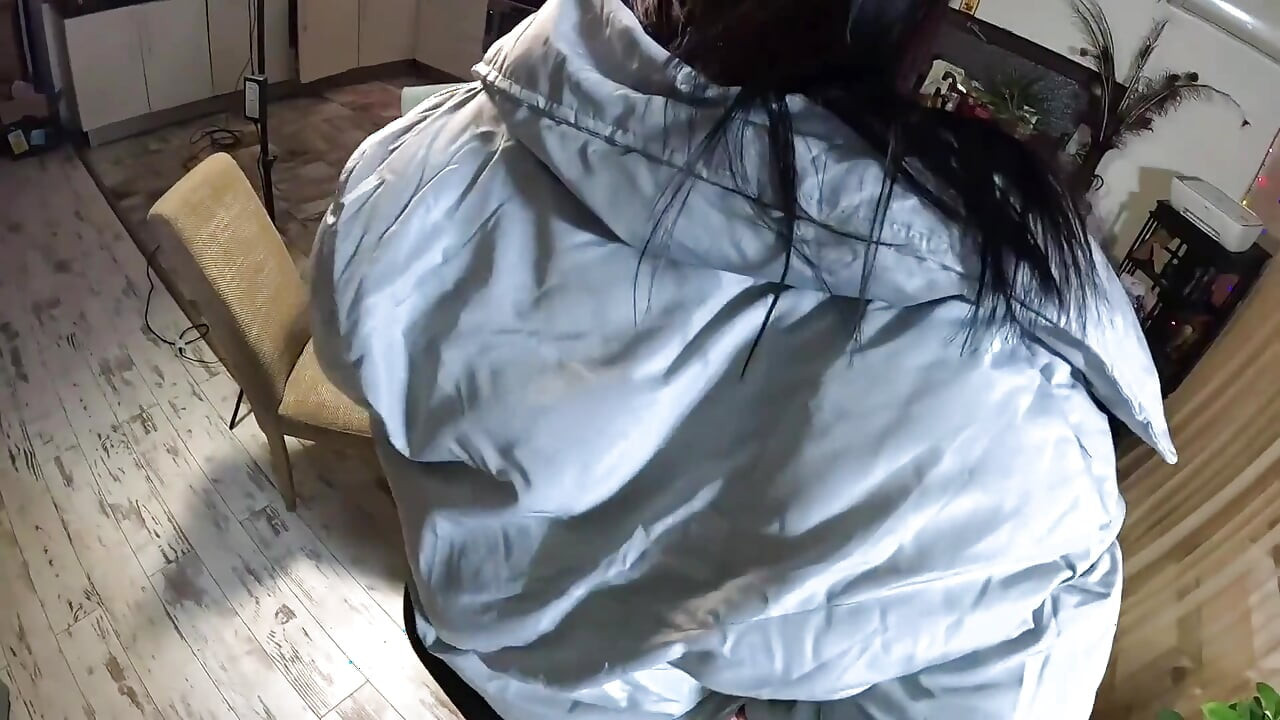 No-panties After Work - Blue Puffy Downjacket BJ, Doggystyle & Double Cum 333