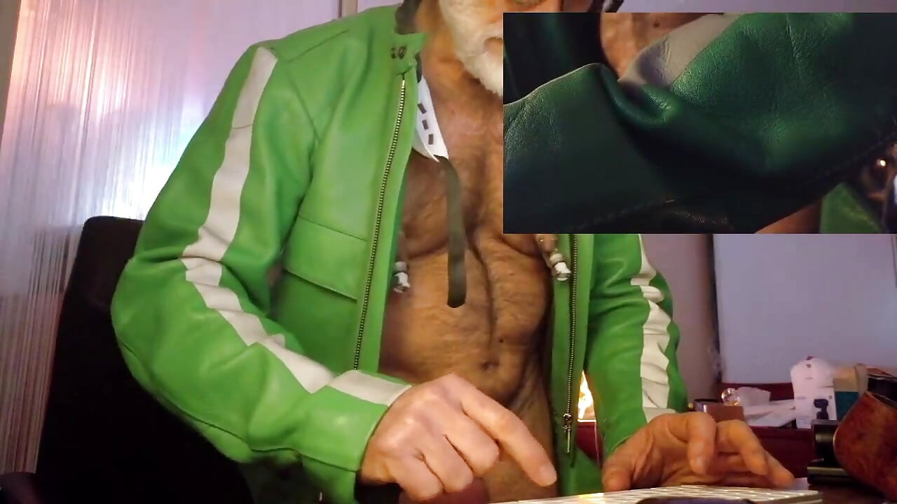 Cop Pumps His Balls, Cock and Nips While Wearing His Cop Leather