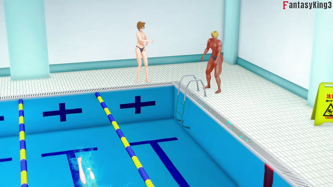 Rias & Akeno Thresome while phonecall and Akeno fucked in public Pool - DXD NTR Madness Series