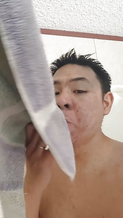 Showering and shaving moment