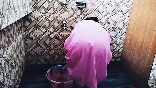 I spied on my Hot Bhabi in the shower and unexpectedly got sex