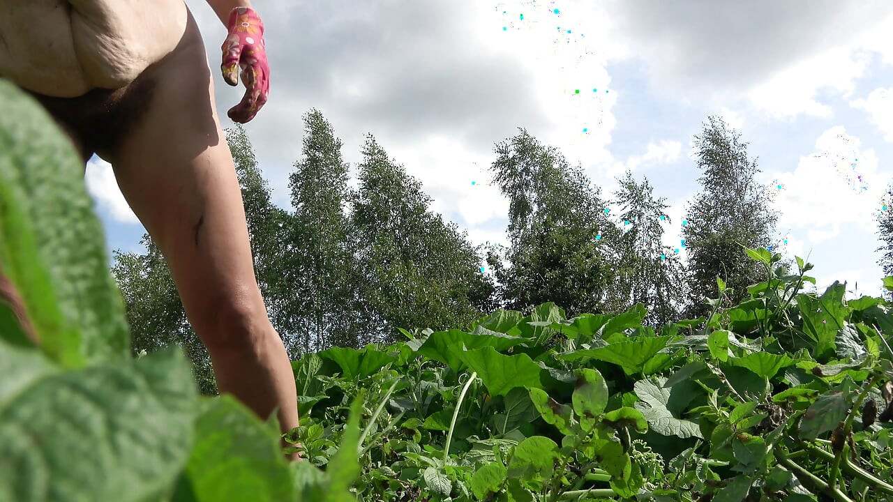 Nudist Garden: Working Naked in the Field