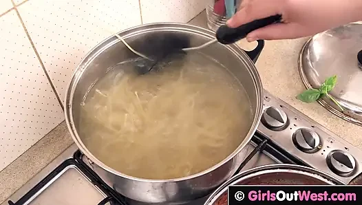 Curvy chick with huge boobs gets licked by her hairy girlfriend