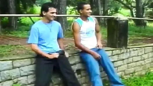 Brazilian slut got nailed while her friend enjoys hard schlong in his ass