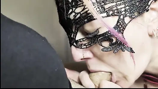 Afternoon Throat Service - Black Dress Swallows Every Drop