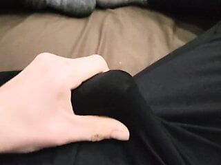 Young twink cums in sister’s Nike yoga pants and socks
