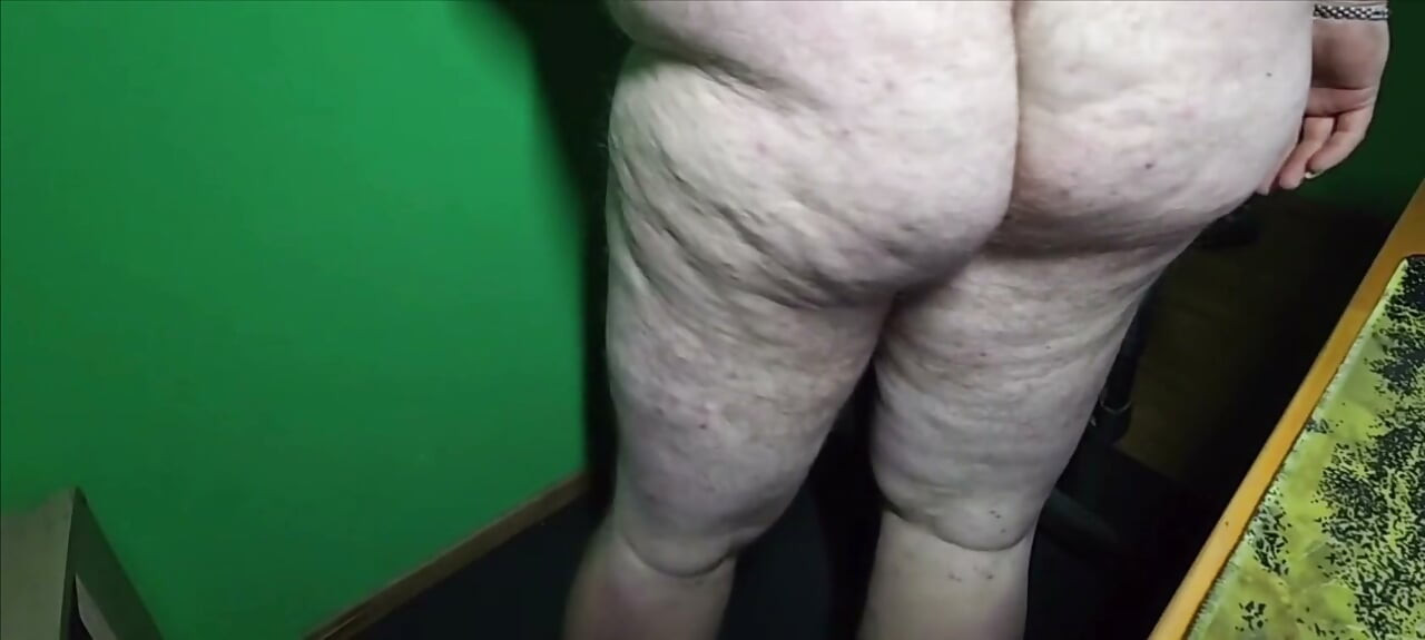A fat boy with a small dick is masturbating.
