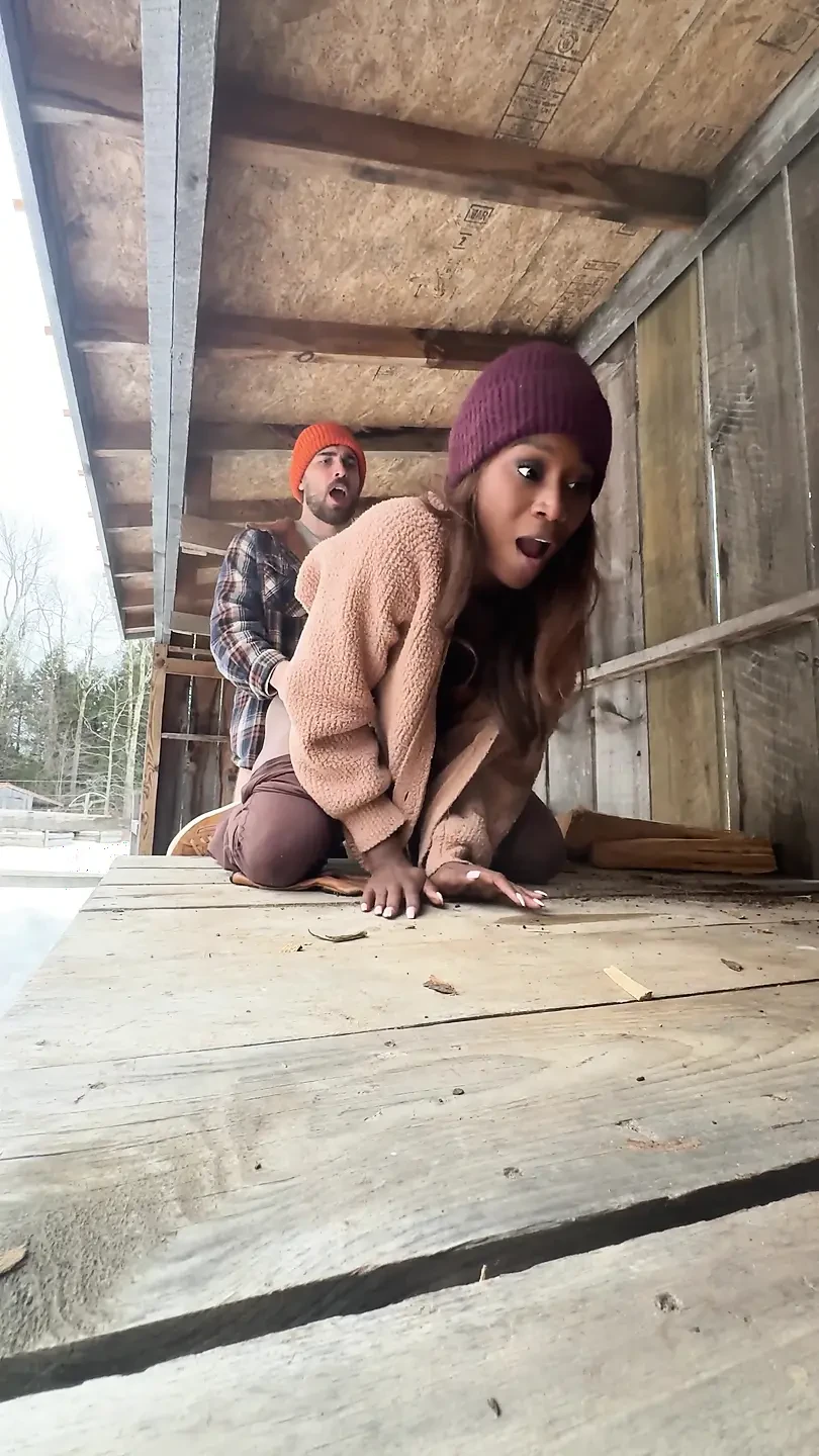 Blowjobs in the backyard! Big Dick Trans Girl Vanniall Seduces Wood Hauler For Outdoor Oral & Hard Anal Pounding