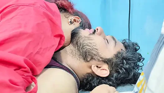 Girl kissing boy and hot romance