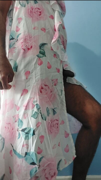 I'm masterbating wearing Split Roses Chiffon Seethrough Silk Frock