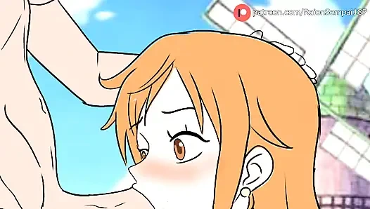 Nami Devouring Nico Robin's Cock