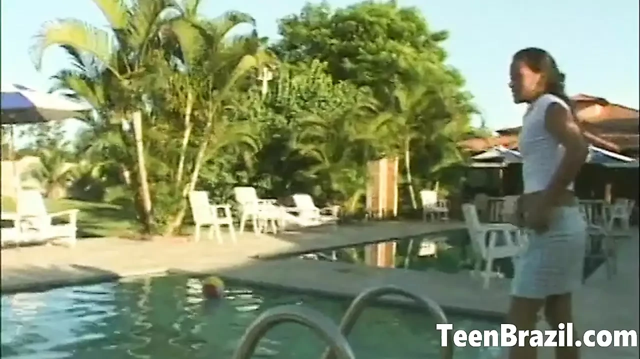 Brazilian Teen Girl with Small Tits has sex by the Pool