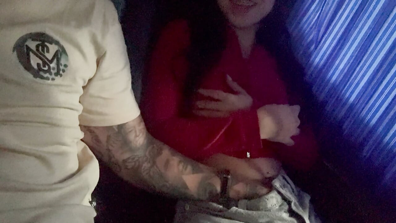 Teen Road to jerkoff and fingering pussy with in service bus