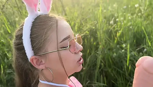 Lonely 18-year-old girl caresses herself in public and squirts