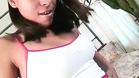 Two studs double team exotic skank & fuck her twat then give her facial