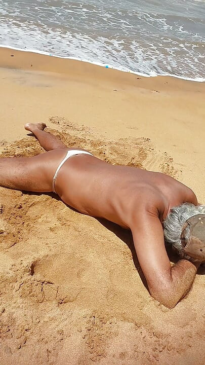 Ladysilva on the beach in panties tanning her hot ass