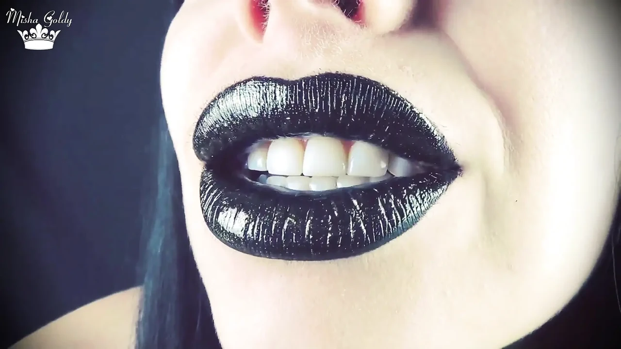 Kisses from black shiny lips ASMR JOI