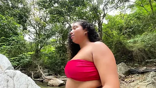 Her boyfriend wouldn't fuck her, so the bitch sought pleasure with a stranger at the river