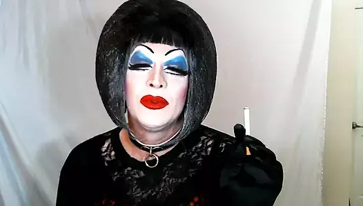Heavy Makeup Sissy Slut Smokes and talks dirty