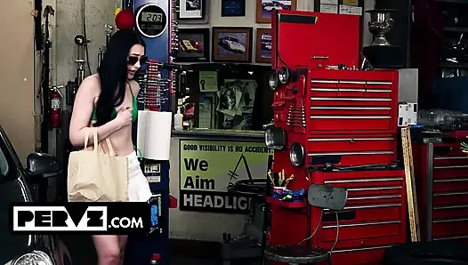 Desperate Girl Gets Gangbanged at Shop