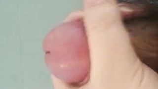 Small fat hairy asian cock being wanked and cumming