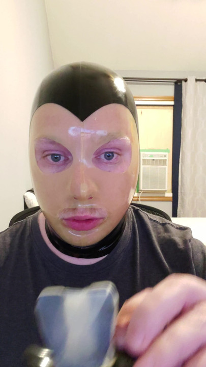 Cum Training Continues: Another Big Load, Latex Hood