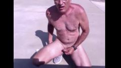 mature step dad jerks in his driveway