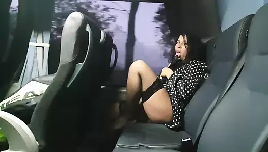 Crazy Girl Fucks Herself with a Dildo on a Bus