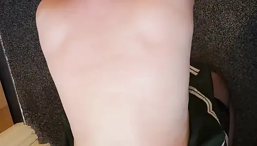 Girlfriend on her knees fucking a massive dildo.