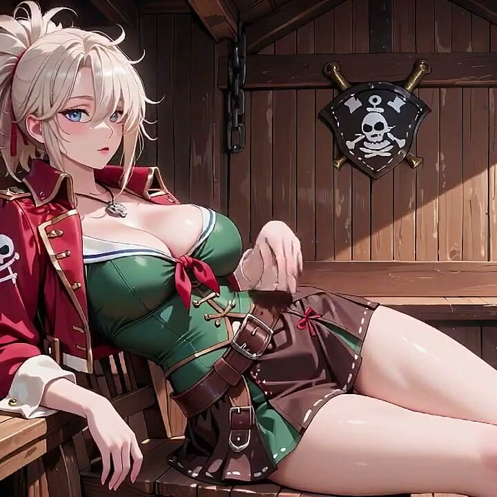 Blonde Goddess Lounging in Sun-drenched Ship Quarters, Hip-checking and Skirt-lifting for Pure Heat